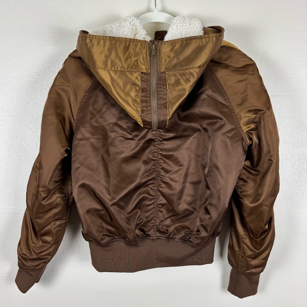 Mother The Puffer Hoodie Size M In Warm Feelings Brown Shearling Bomber Full Zip - Picture 13 of 15